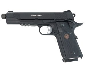 Страйкбольный пистолет KJW KP-07 Colt M1911 M. E. U. TBC Gas Black, удлин. ствол