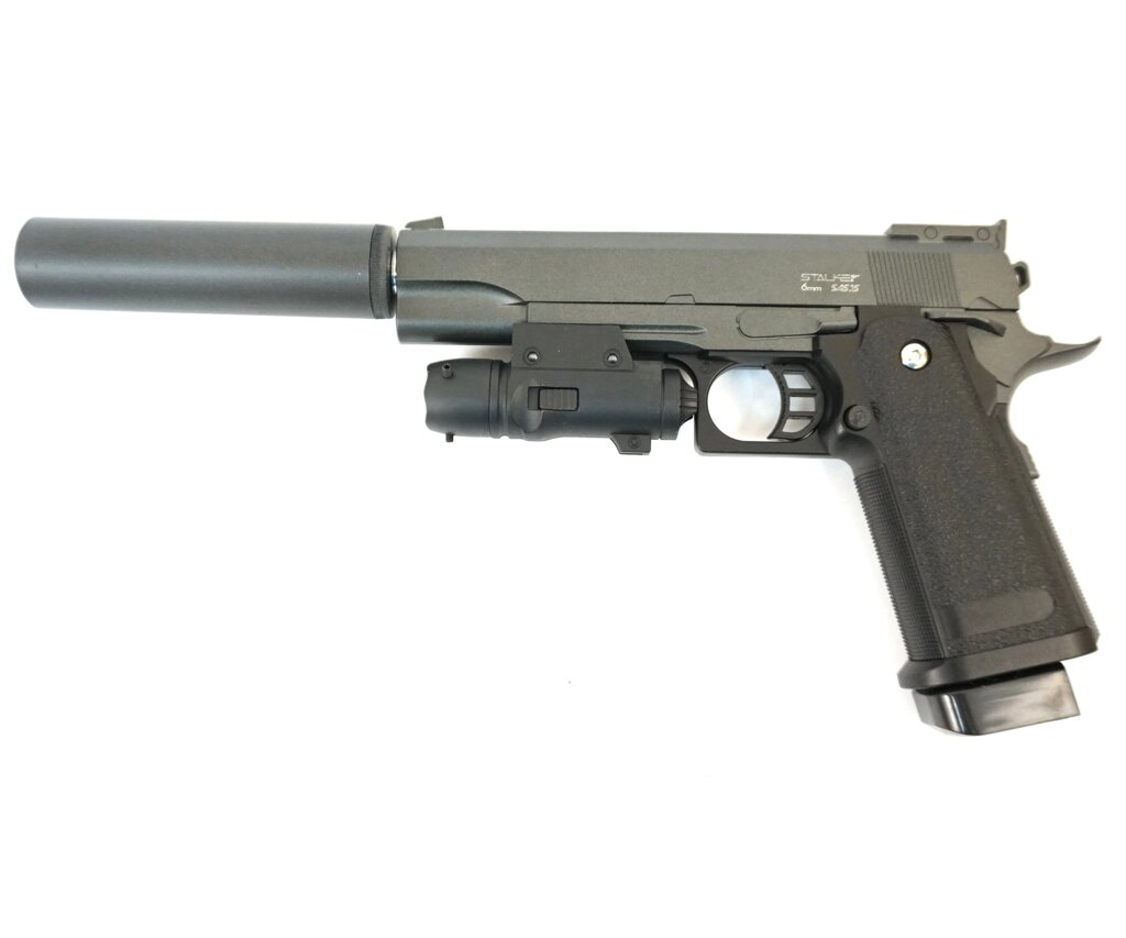 Страйкбольный пистолет Stalker SA5.1S Spring (Hi-Capa 5.1, с ЛЦУ и глушителем) - интернет магазин