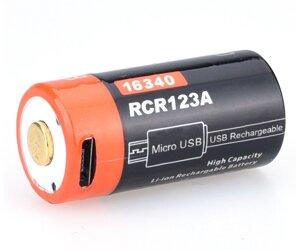 Аккумулятор 16340 FiTorch (650 mAh) с зарядкой USB