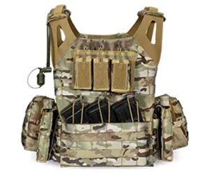 Разгрузочный бронежилет Yakeda VT-8141 Plate Carrier быстросъемный, с подсумками и гидратором (Multicam)