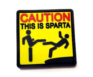 Шеврон "Caution: This is Sparta", PVC на велкро, 55x55 мм