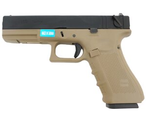 Страйкбольный пистолет WE Glock-18 Gen. 4 Tan, сменные накладки (WE-G002B-TN)