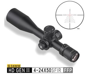 Оптический прицел Discovery HD-Gen2 4-24x50SFIR FFP, Zero Stop, 34 мм, на Weaver