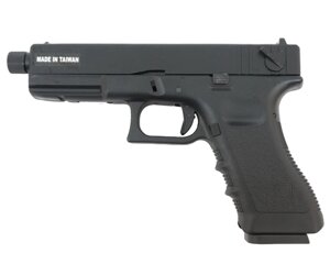 Страйкбольный пистолет KJW KP-18 Glock G18 TBC Gas Black, удлин. ствол