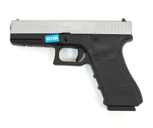 Страйкбольный пистолет WE Glock-17 Gen. 4 Silver, сменные накладки (WE-G001B-SV)