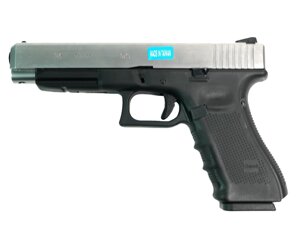 Страйкбольный пистолет WE Glock-34 Gen. 4 Silver, сменные накладки (WE-G008B-SV)