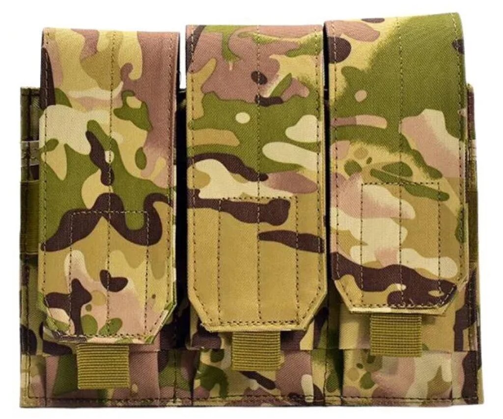 Подсумок поясной Rusforce Tactical Pouch Triple закрытый для 3-х магазинов АК (Multicam) от компании Интернет-магазин Pnevmat24 - фото 1