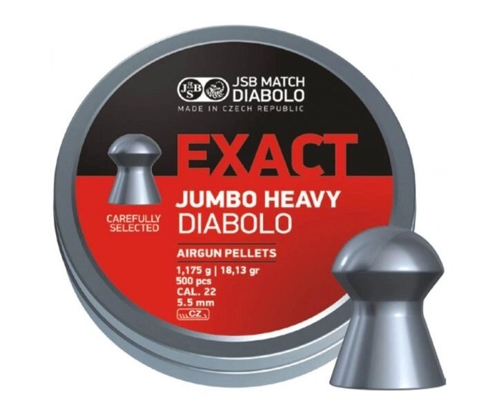 Пули JSB Exact Jumbo Heavy Diabolo 5,5 мм, 1,175 г (500 штук) от компании Интернет-магазин Pnevmat24 - фото 1