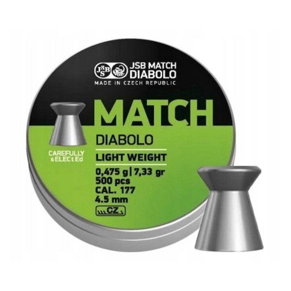 Пули JSB Green Match Diabolo Light 4,5 мм, 0,475 г (500 штук) от компании Интернет-магазин Pnevmat24 - фото 1