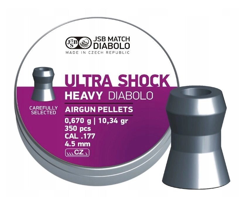 Пули JSB Ultra Shock Heavy Diabolo 4,5 мм, 0,67 г (350 штук) от компании Интернет-магазин Pnevmat24 - фото 1