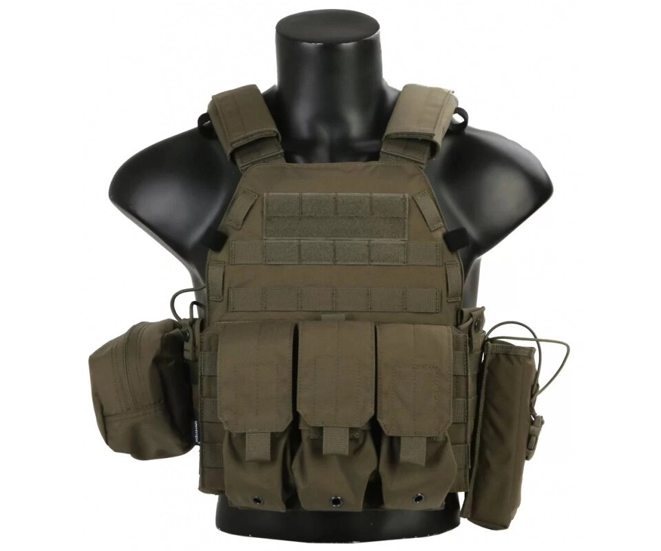 Разгрузочный жилет EmersonGear LBT6094A style Plate Carrier с 3 подсумками (Ranger Green) от компании Интернет-магазин Pnevmat24 - фото 1