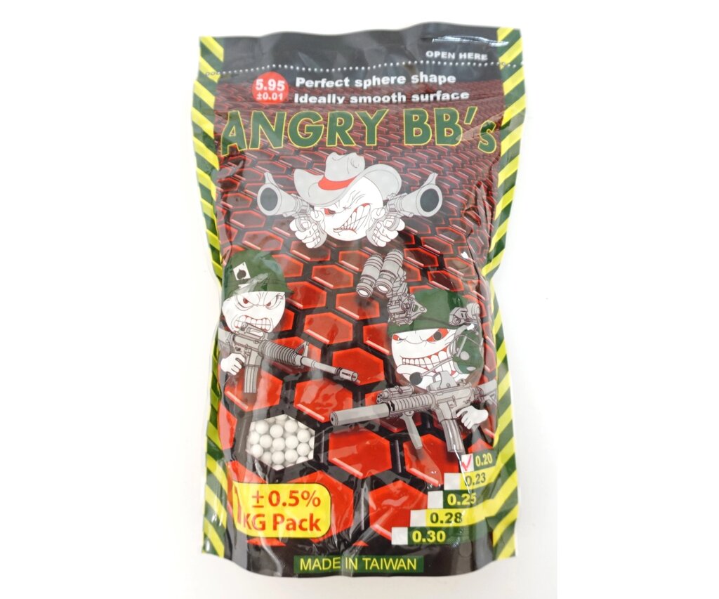 Шары для страйкбола Angry BB's 0,20 г, 5000 штук (1 кг, белые) от компании Интернет-магазин Pnevmat24 - фото 1