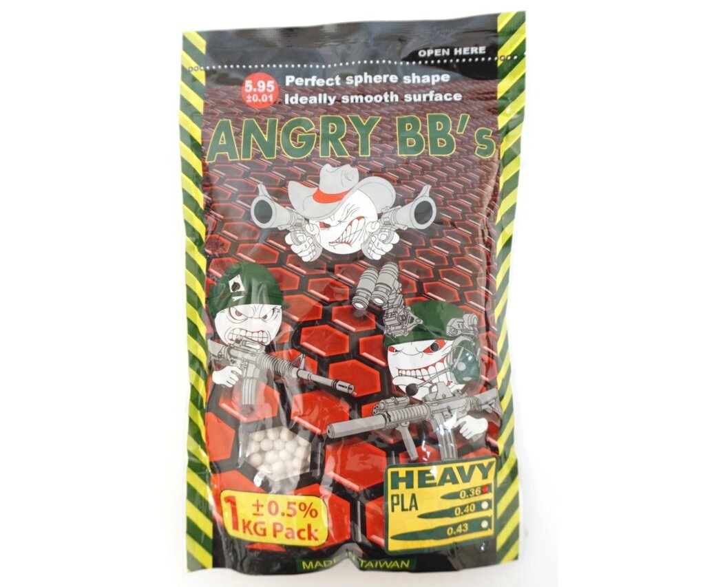 Шары для страйкбола Angry BB's 0,36 г, 2800 штук (1 кг, белые) от компании Интернет-магазин Pnevmat24 - фото 1