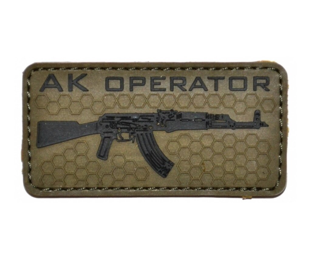 Шеврон "AK Operator", PVC на велкро, 80x40 мм (Olive) от компании Интернет-магазин Pnevmat24 - фото 1