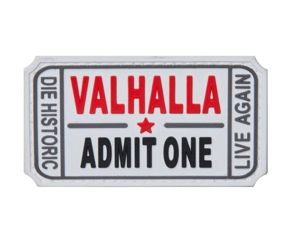 Шеврон "Valhalla admit one", PVC на велкро (белый) от компании Интернет-магазин Pnevmat24 - фото 1