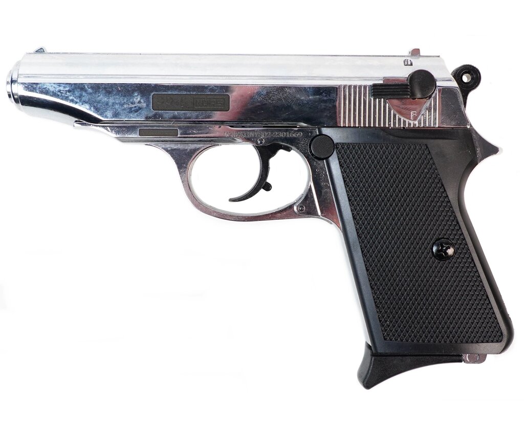 Сигнальный пистолет PP-S KURS (Walther PP) кал. 5,5 мм под 10ТК, хром от компании Интернет-магазин Pnevmat24 - фото 1