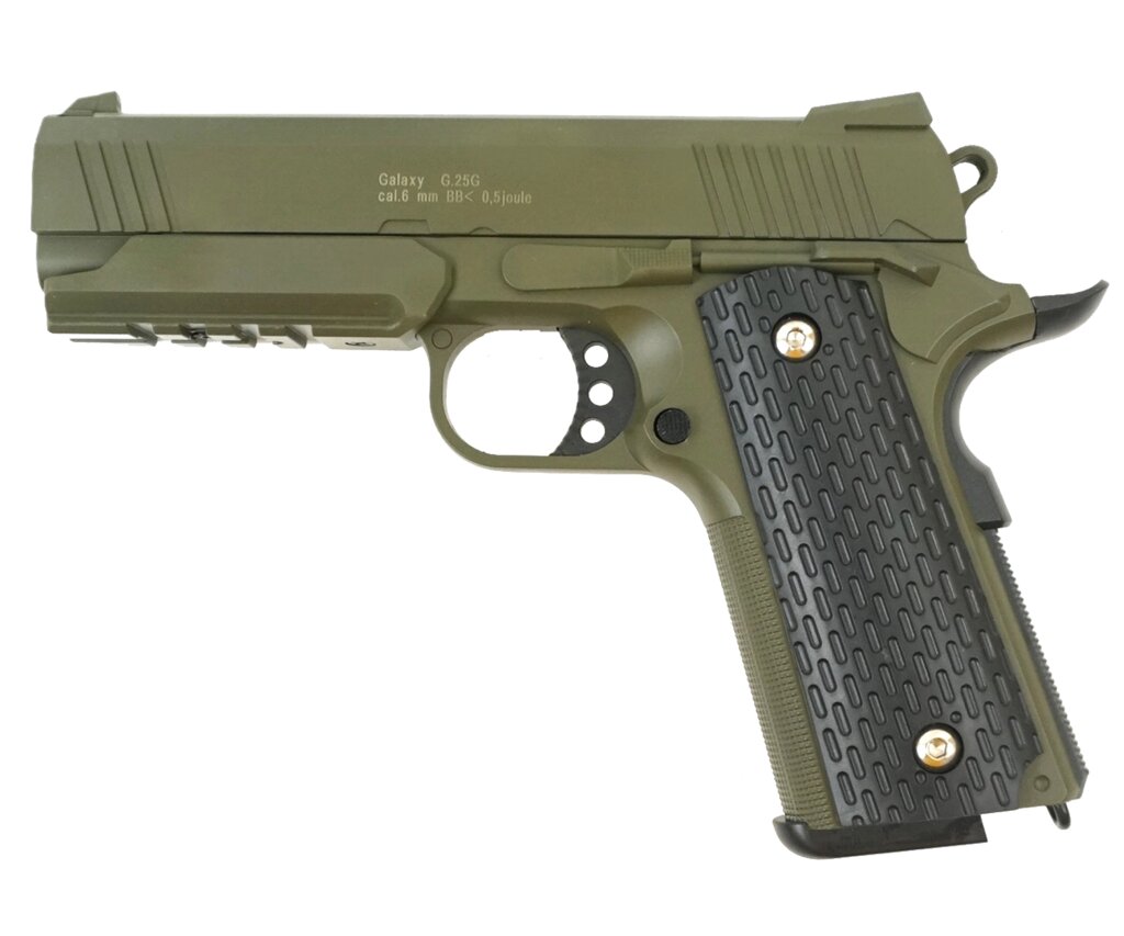 Страйкбольный пистолет Galaxy G. 25G (Colt 1911 Rail) зеленый от компании Интернет-магазин Pnevmat24 - фото 1