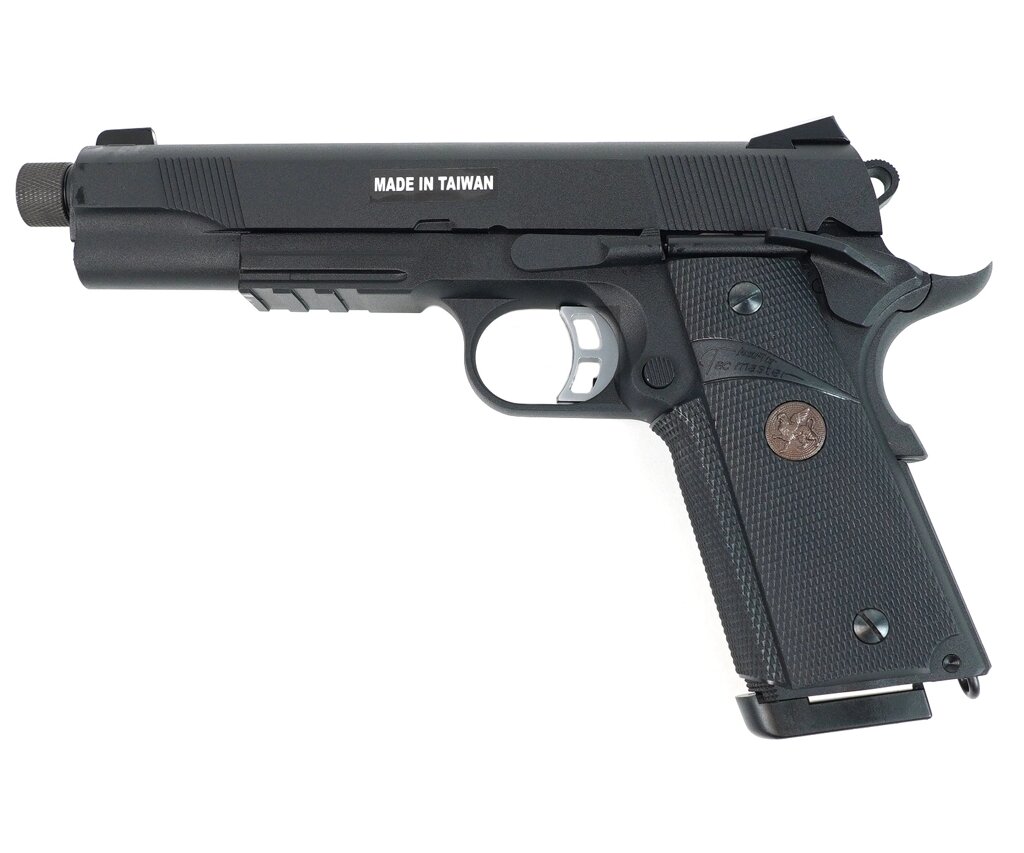 Страйкбольный пистолет KJW KP-07 Colt M1911 M. E.U. TBC Gas Black, удлин. ствол от компании Интернет-магазин Pnevmat24 - фото 1