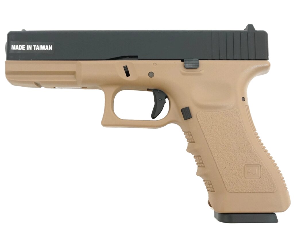 Страйкбольный пистолет KJW KP-17 Glock G17 CO Tan, металл. затвор от компании Интернет-магазин Pnevmat24 - фото 1