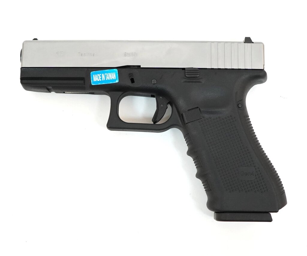 Страйкбольный пистолет WE Glock-17 Gen. 4 Silver, сменные накладки (WE-G001B-SV) от компании Интернет-магазин Pnevmat24 - фото 1