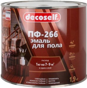 ДЕКОСЕЛФ эмаль ПФ-266 для деревянных полов красно-коричневая (1,9кг)