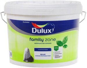 DULUX Family Zone база BW краска в/д для стен и потолков белая матовая (4,5л)