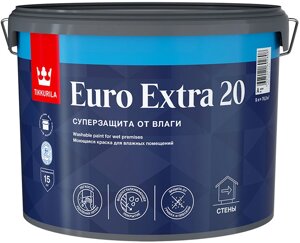 ТИККУРИЛА Евро-20 Экстра база А белая моющаяся краска для влажных помещений (9л)
