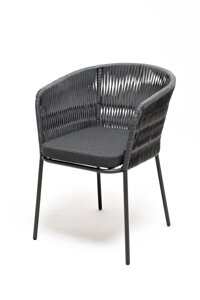 Бордо стул (57х62х80см) плетеный из роупа (колос), каркас алюминий темно-серый (RAL7024) шагрень, роуп серый 15мм,