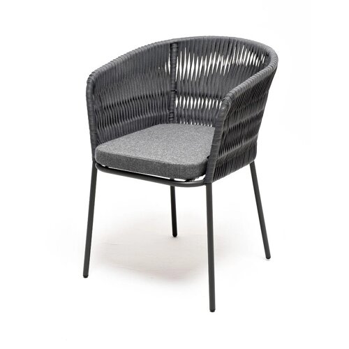 Бордо стул (57х62х80см) плетеный из роупа (колос), стальной каркас, цвет серый