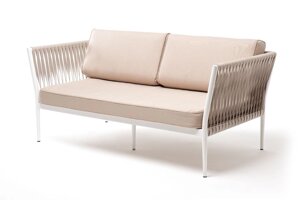 Касабланка диван 2-местный (160x80х69,5см) плетеный из роупа, каркас алюминий светло-серый (RAL7035) шагрень, роуп
