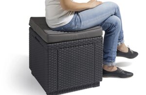 Кофейный столик - пуф с подушкой с отделением для хранения Cube Pouf (42х42х39см) (Кьюб Пуф)