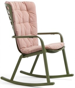 Кресло-качалка пластиковое с подушкой Folio (72х81х119см) агава, розовый