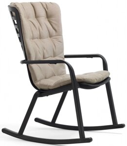 Кресло-качалка пластиковое с подушкой Folio (72х81х119см) антрацит, бежевый