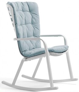 Кресло-качалка пластиковое с подушкой Folio (72х81х119см) белый, голубой