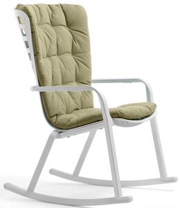 Кресло-качалка пластиковое с подушкой Folio (72х81х119см) белый зеленый