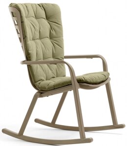 Кресло-качалка пластиковое с подушкой Folio (72х81х119см) тортора, зеленый