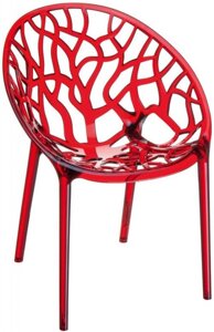 Кресло прозрачное Crystal красное (59х60х80см)