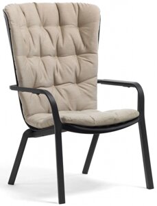 Лаунж-кресло пластиковое с подушкой Folio (72х81-92,5х113-106,5см) антрацит, бежевый