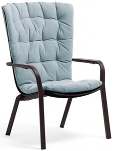 Лаунж-кресло пластиковое с подушкой Folio (72х81-92,5х113-106,5см) антрацит, голубой