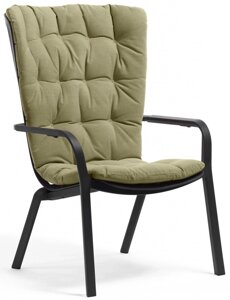 Лаунж-кресло пластиковое с подушкой Folio (72х81-92,5х113-106,5см) антрацит, зеленый