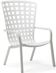Лаунж-кресло пластиковое с подушкой Folio (72х81-92,5х113-106,5см) белый, бежевый