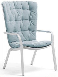 Лаунж-кресло пластиковое с подушкой Folio (72х81-92,5х113-106,5см) белый, голубой