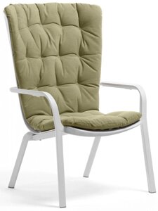 Лаунж-кресло пластиковое с подушкой Folio (72х81-92,5х113-106,5см) белый, зеленый