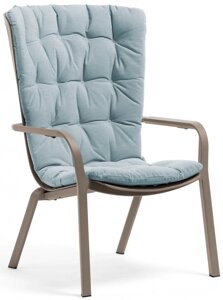Лаунж-кресло пластиковое с подушкой Folio (72х81-92,5х113-106,5см) тортора, голубой