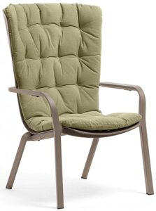 Лаунж-кресло пластиковое с подушкой Folio (72х81-92,5х113-106,5см) тортора, зеленый
