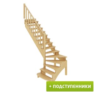 Лестница К-001м/1 Л левозаходная, c подступенками сосна (6уп)