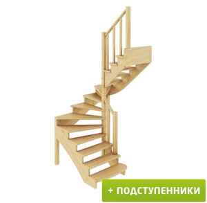 Лестница К-003м/2 П правозаходная с подступенками сосна (6 уп)