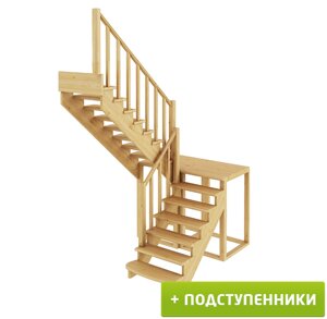 Лестница К-004м/3 Л левозаходная с подступенками сосна (7 уп)