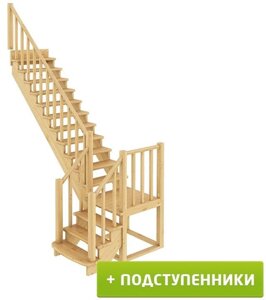 Лестница К-022м Л левозаходная с подступенками сосна (7 уп)