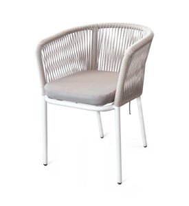 Марсель плетеный стул (57х62х80см) из роупа (веревки), каркас белый цвет бежевый